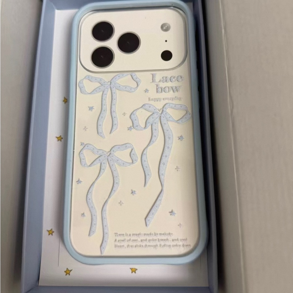 Blue Lace Bow Decorative Phone Case for iPhone